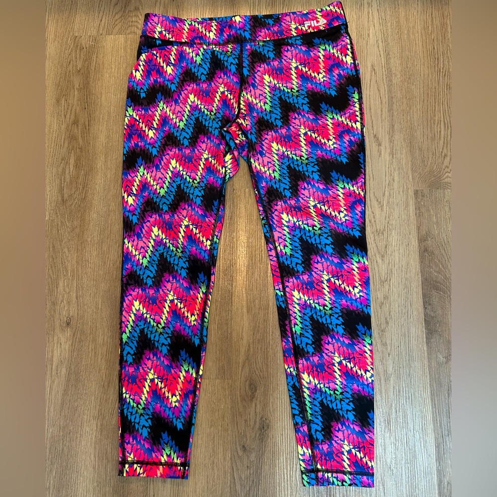 Fila Multicolor Geometric Patterned Athletic Leggings